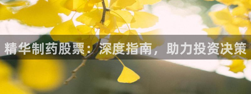 ag九游老哥俱乐部：精华制药股票：深度指南，助力投资决策