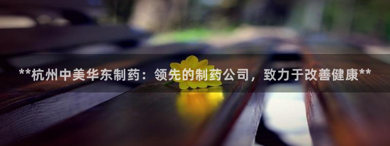 老哥俱乐部是干什么的啊：**杭州中美华东制药：领先的制药公司，致力于改善健康**