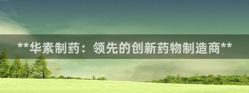 ag九游会老哥：**华素制药：领先的创新药物制造商**
