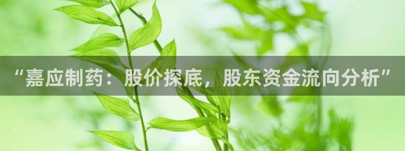 九游会老哥俱乐部官网首页论坛：“嘉应制药：股价探底，股东资金流向分析”