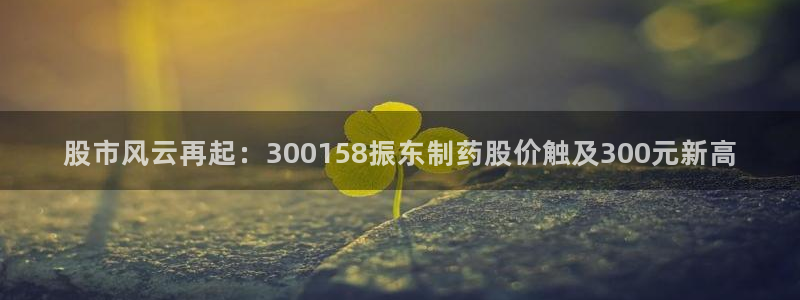 九游会老哥俱乐部官网首页：股市风云再起：300158振东制药股价触及300元新高